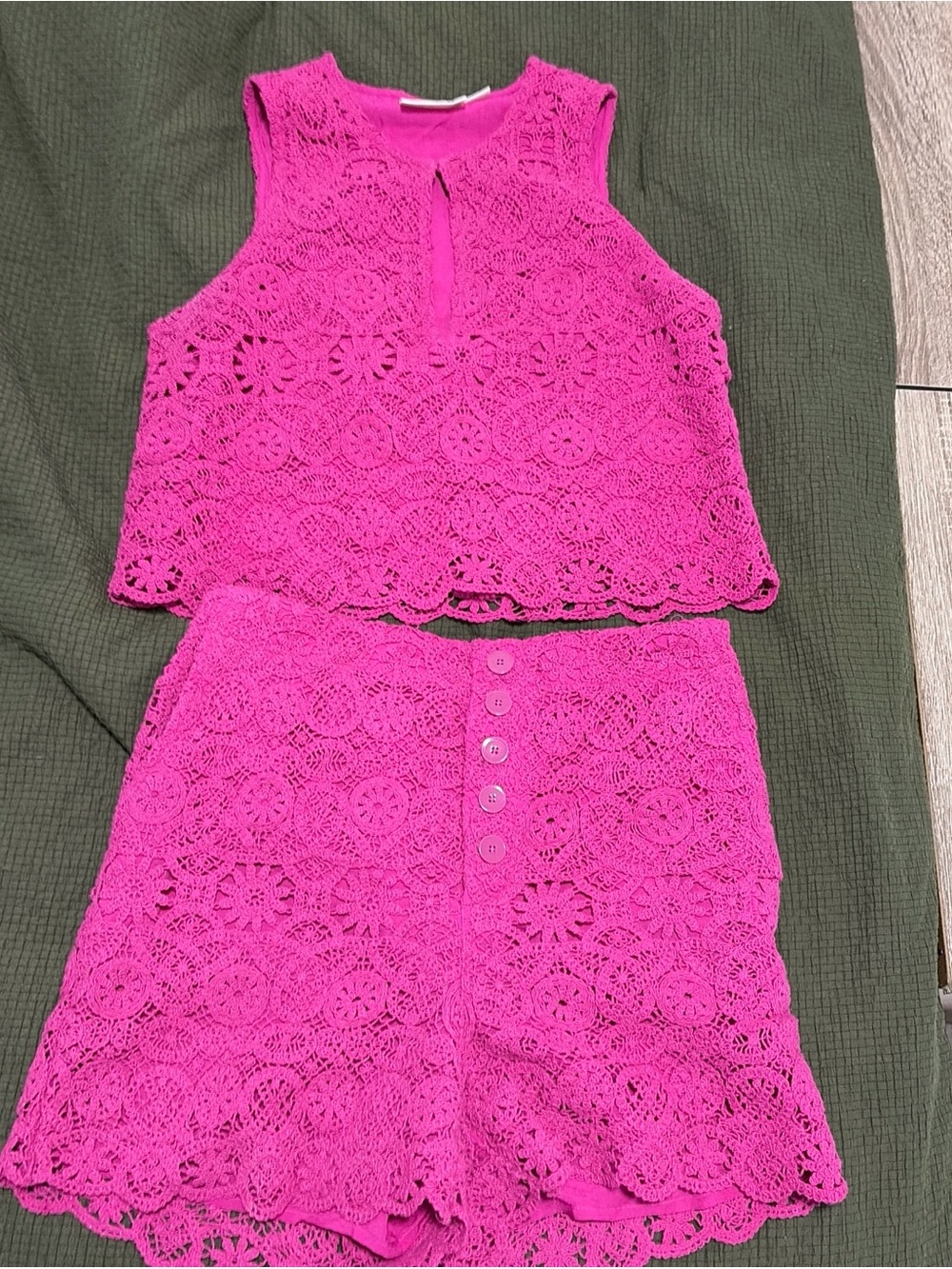 Maeve by Anthropologie Pink Crochet Tank & Shorts Set